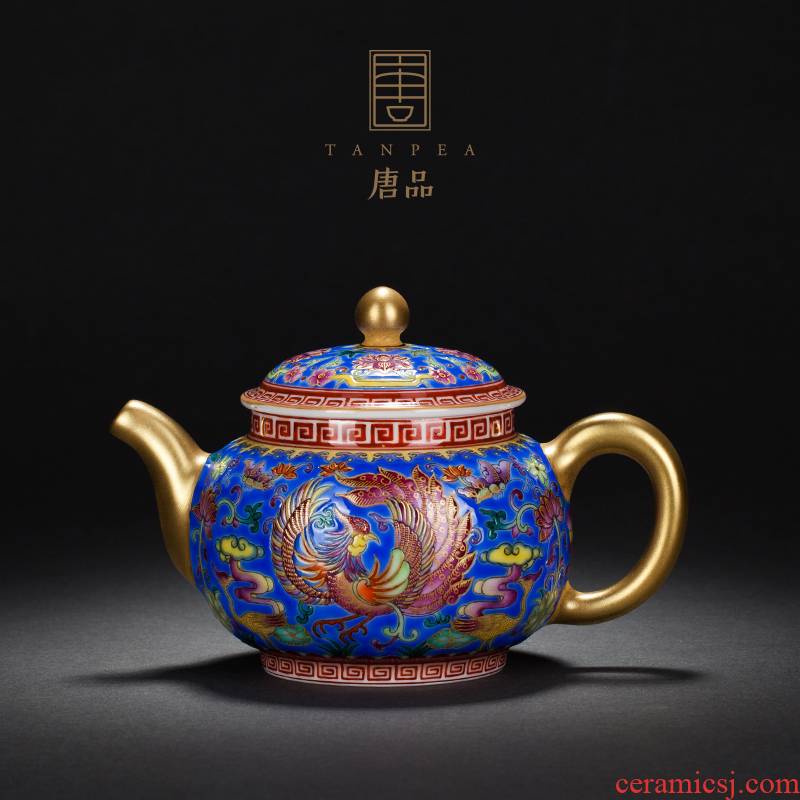 Jingdezhen ceramic all hand made blue colored enamel teapot to group of hand pot archaize single pot chicken large kung fu