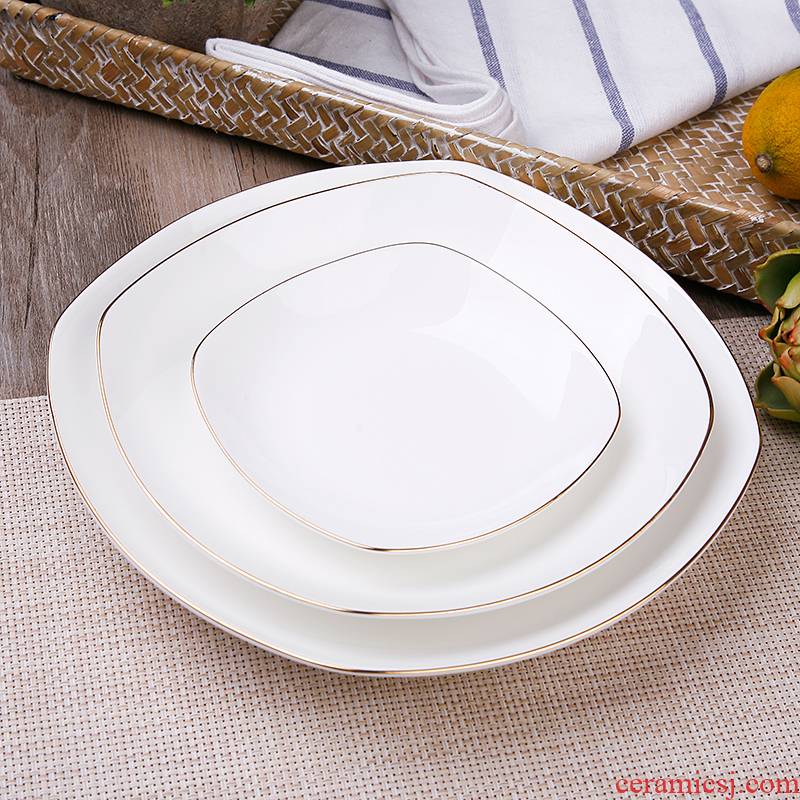 Ou ipads porcelain square fuels the western - style food tableware ceramic plate flat pasta dish dish dish household deep dish