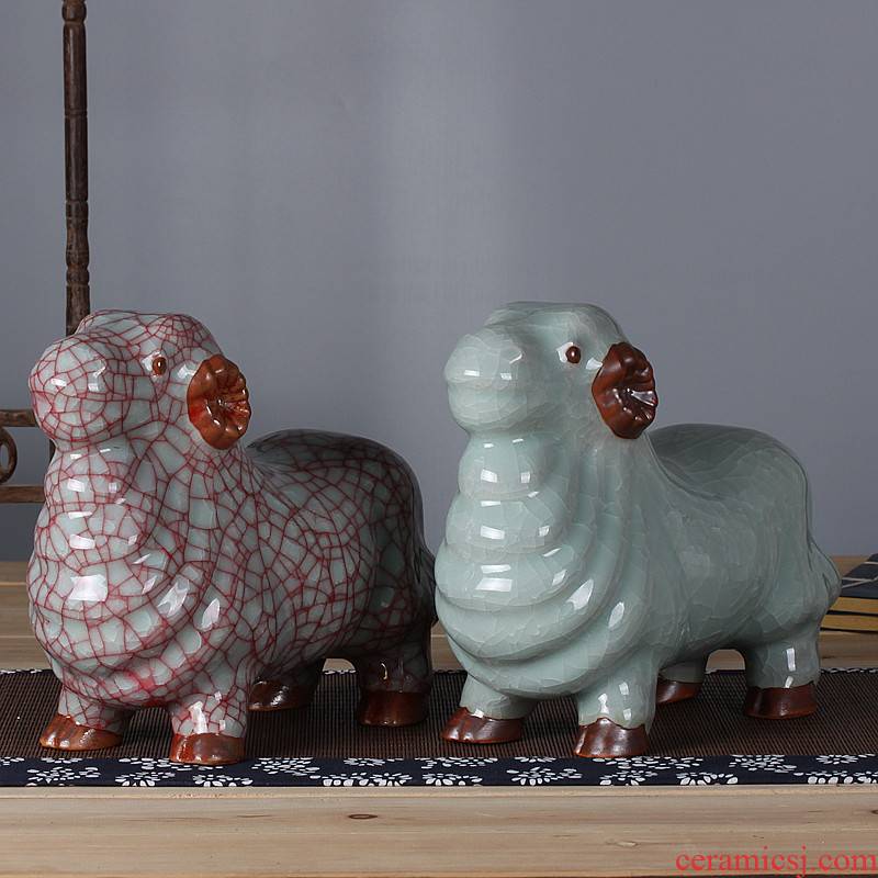 Jun porcelain ceramics slicing crack goat furnishing articles of modern ceramic decoration home decoration