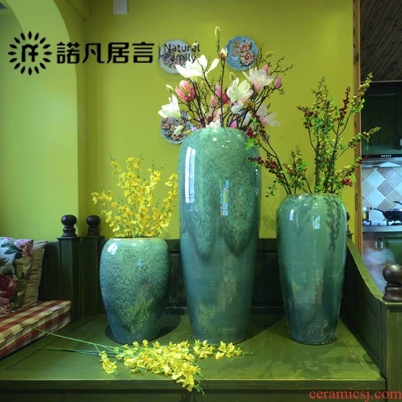 Color glaze up ceramic floor vase vase modern European - style villa hotel sitting room place large vases, flower arrangement