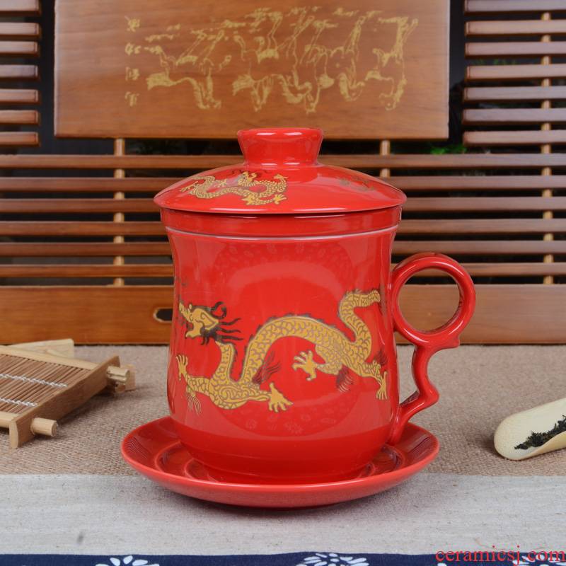 Xiang feng office cup golden flower ceramic cups cup with cover glass ceramic filter ceramic cups