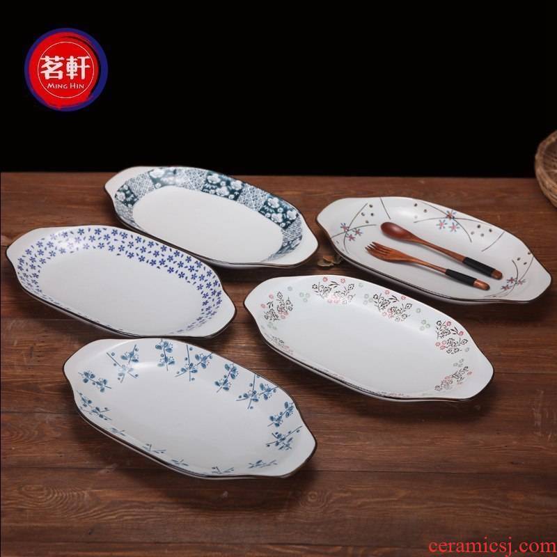 Ling Ming xuan chashe household utensils pan ears fish plate ceramic creative fruit plate large plate