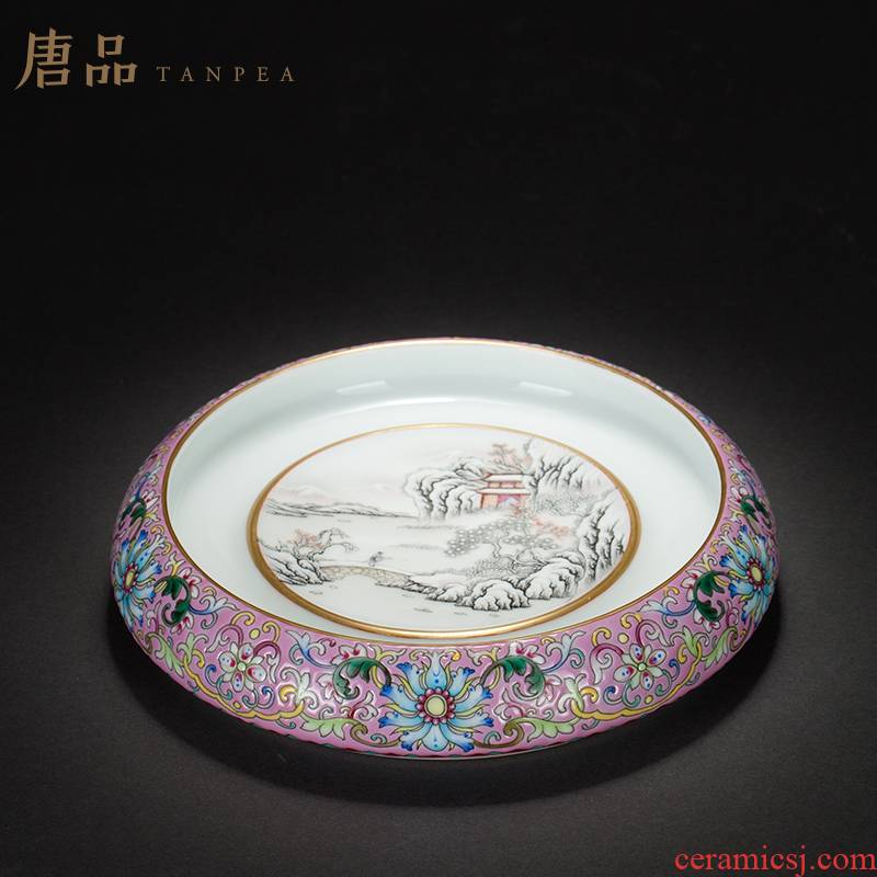 Jiangnan snow colored enamel pot bearing jingdezhen all hand dry plate pot of archaize ceramic kungfu landscape tea tray