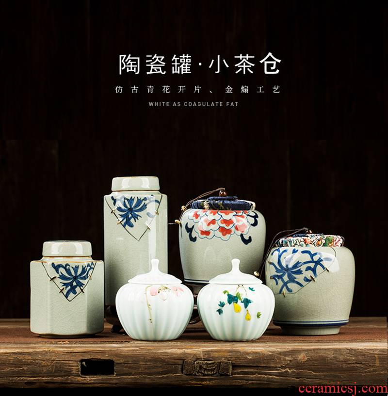 Caddy fixings warehouse sealed storage storage POTS jingdezhen hand - made ceramic tea pu - erh tea can travel tea boxes