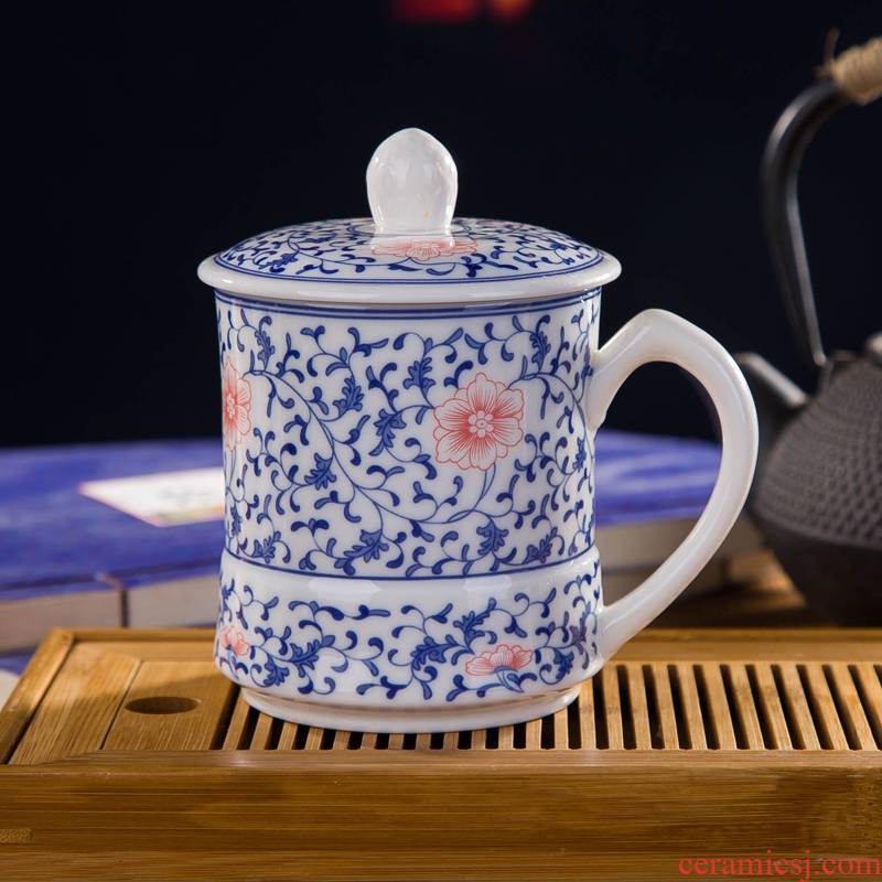 DE farce auspicious jingdezhen ceramic cups with cover filter tea cup cup home office