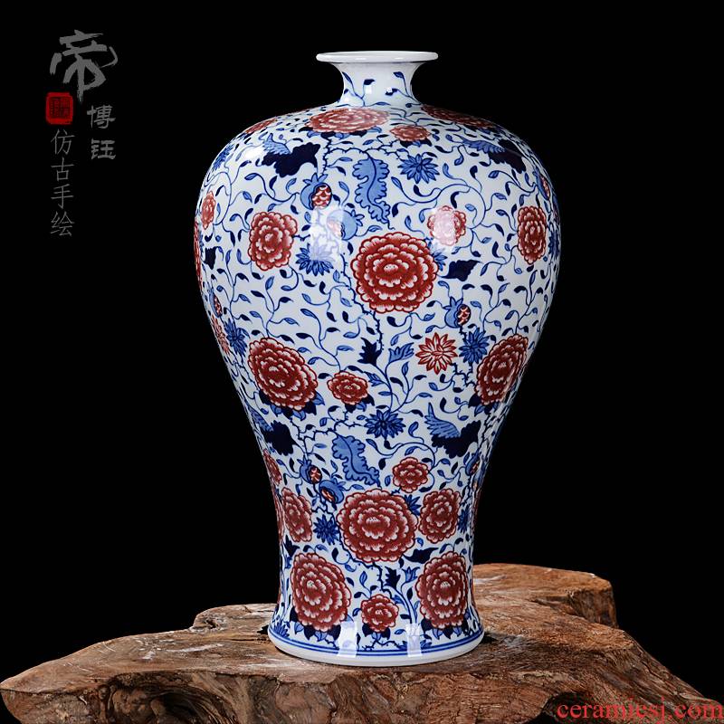 Jingdezhen ceramics antique hand - made modern blue and white porcelain vase fashionable sitting room adornment furnishing articles of handicraft