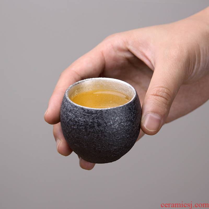 Mingyuan FengTang sample tea cup silver cup ceramic tasted silver gilding coarse pottery bowl with individual cup silver cup kung fu tea master