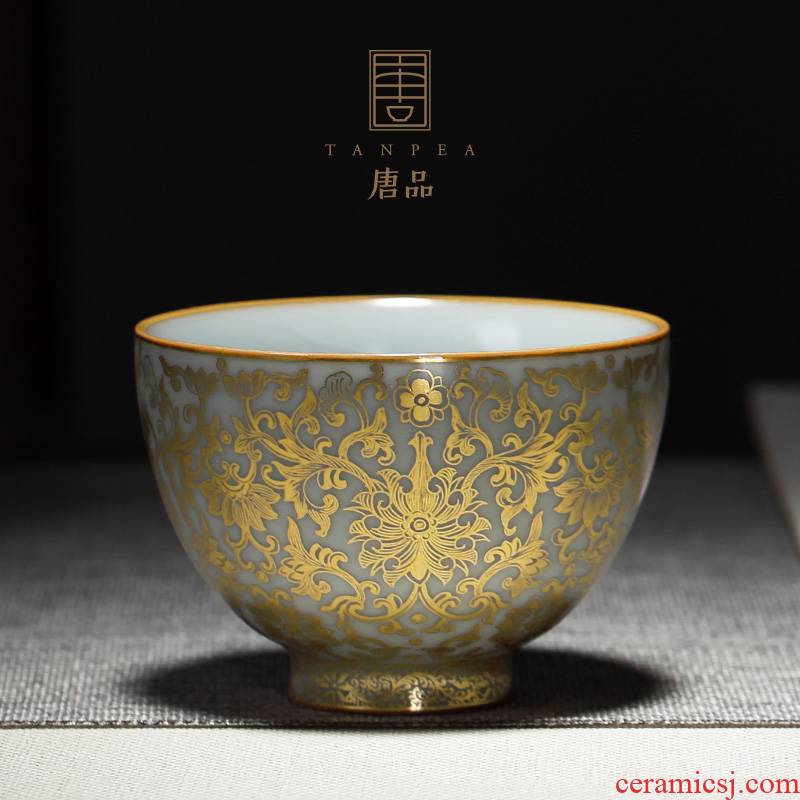 Gold your up with jingdezhen ceramic cups porcelain kung fu master individual cup by hand paint lotus flower grain sample tea cup