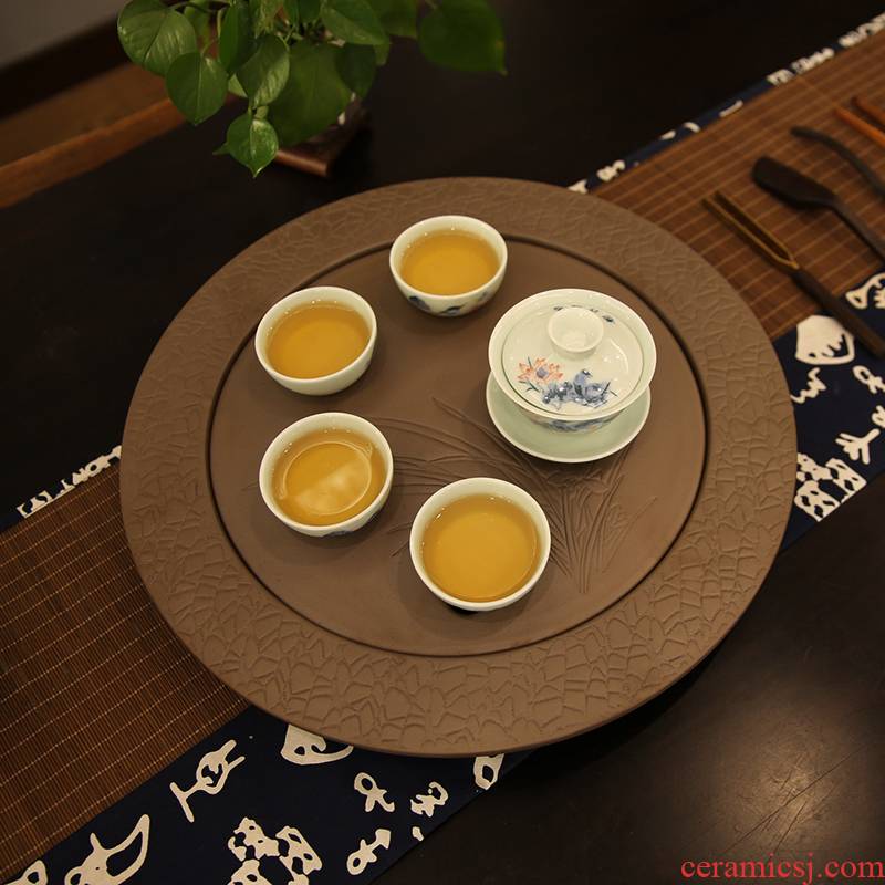 Beautiful home coarse pottery tea tray was round ceramic tea tea set tea service suit small dry mercifully set sea water contracted drainage