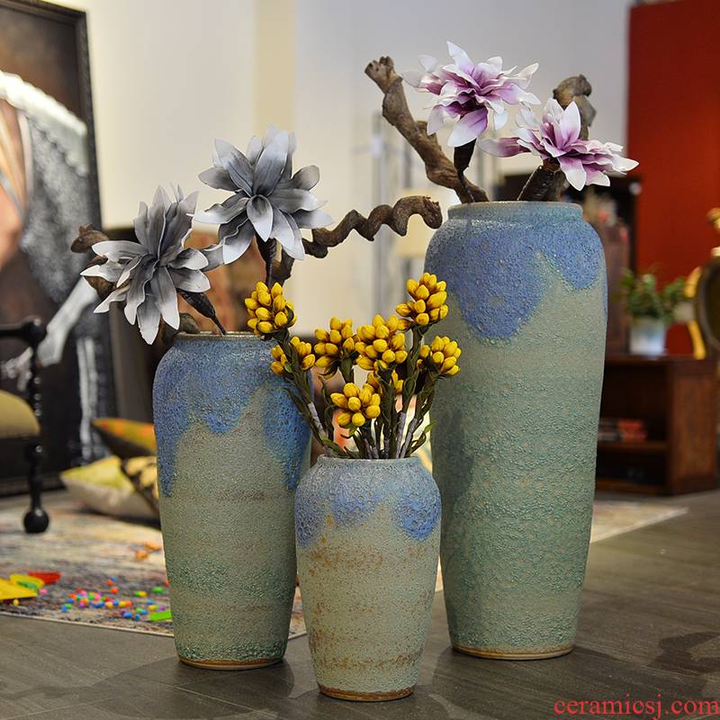Modern European ceramic vase color glaze up landing vase sitting room hotel furnishing articles big vase entadae stem vine