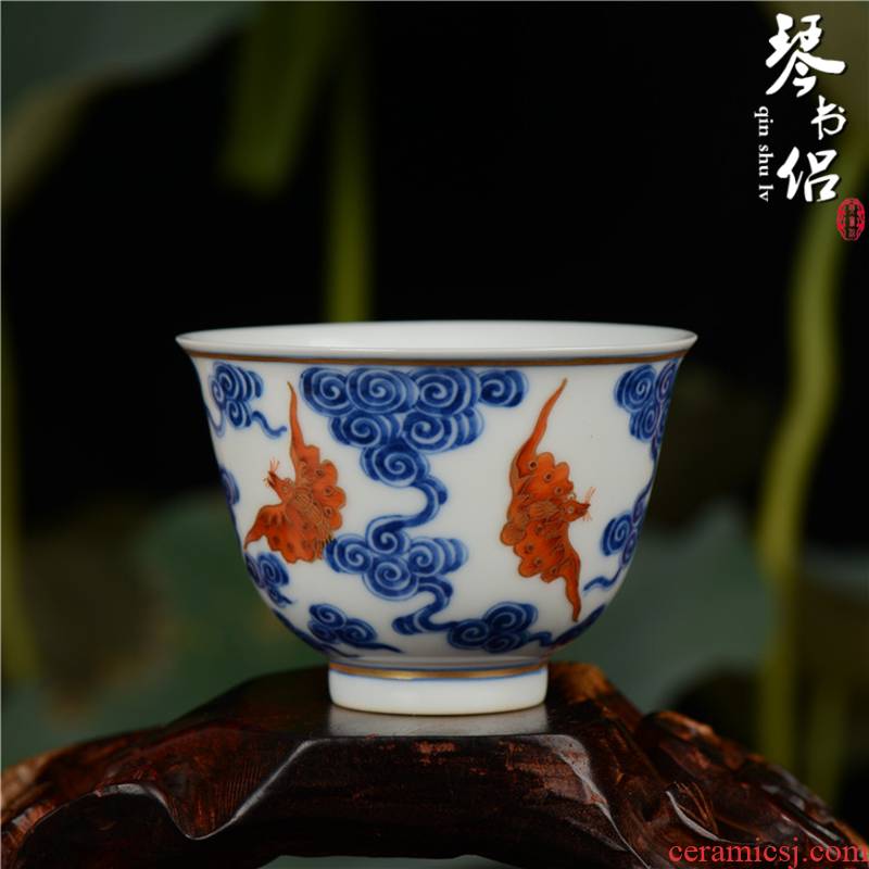To send Pianology jingdezhen blue and white alum red antique art ceramics vase furnishing articles xuantong xiangyun fuels the cups