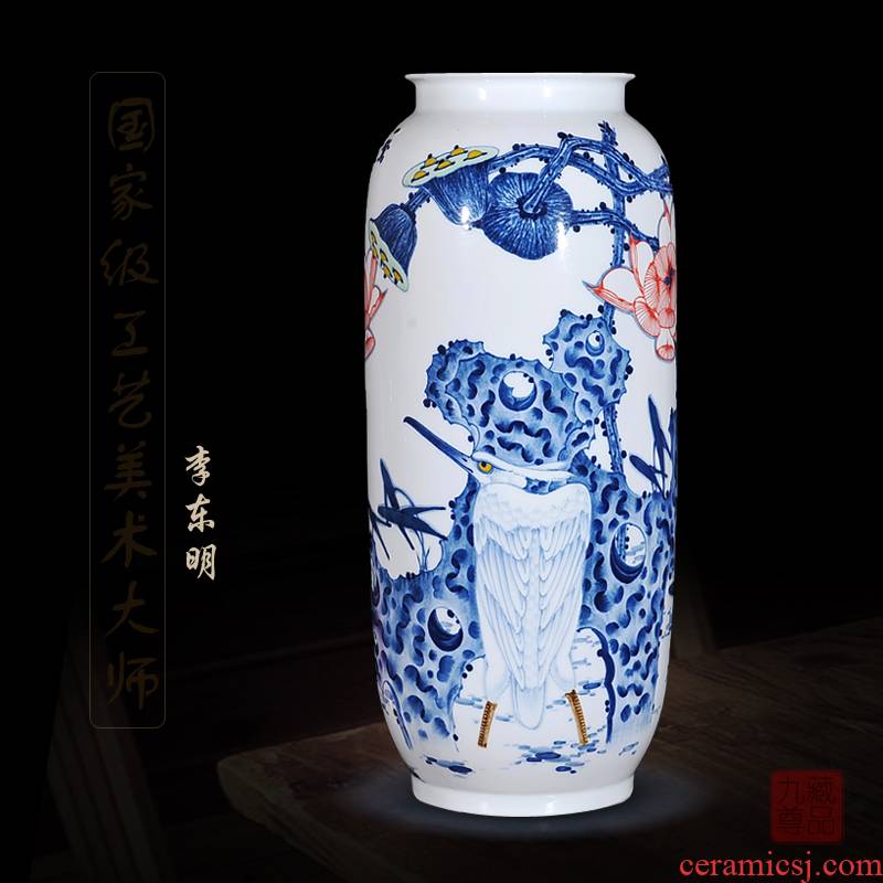Jingdezhen ceramics dong - Ming li hand - made of blue and white porcelain vases, even all the way home sitting room crafts