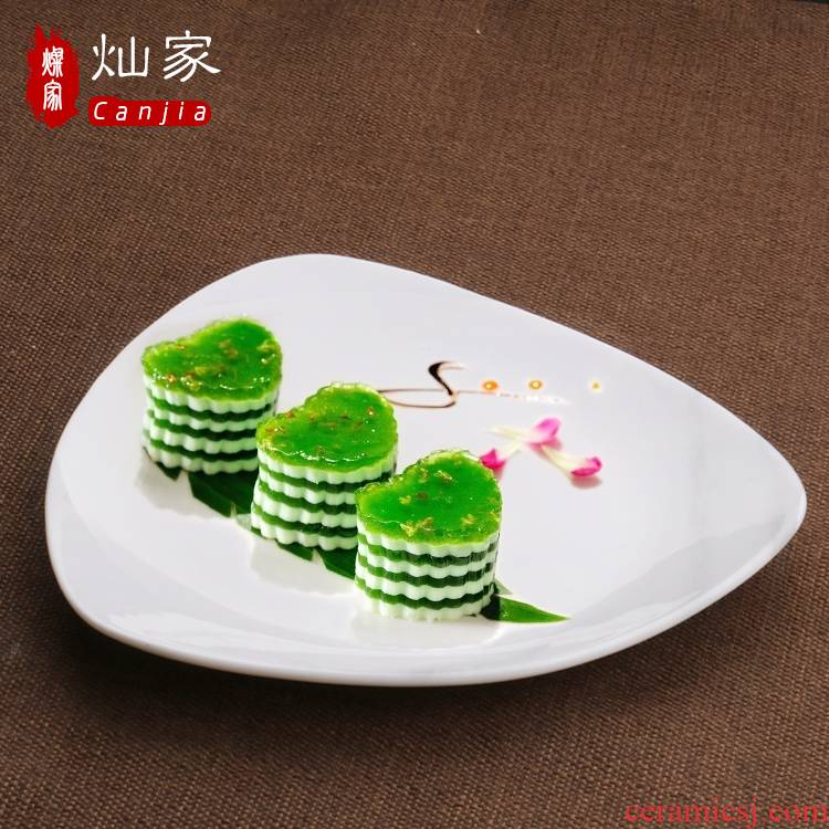 Can is home pure white ceramic tableware triangle plate dessert plate tray starch plate plate plate