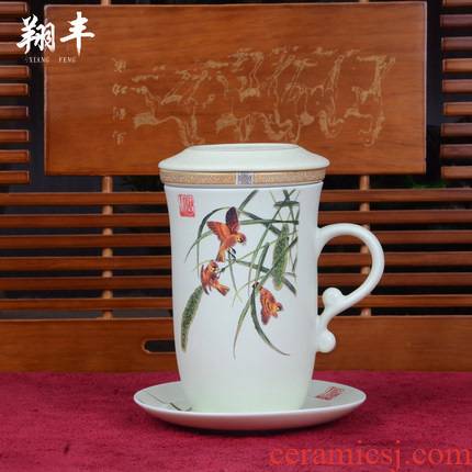 Xiang feng ceramic tea cups with cover filter glass office keller cup boss personal cup