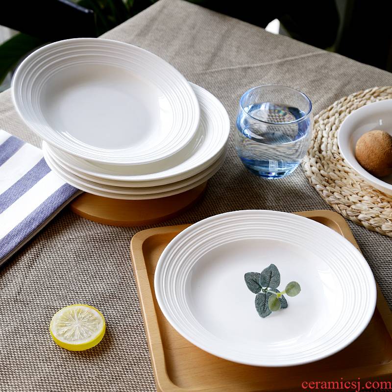 Pure white porcelain dish plate 6 0 round the household FanPan soup plate deep dish white ipads China plate