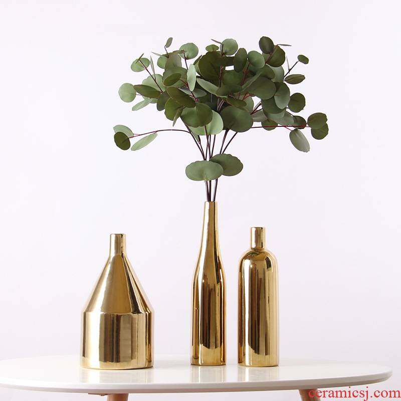 Golden idea Nordic ceramic vase household table wine I and contracted sitting room flower adornment furnishing articles