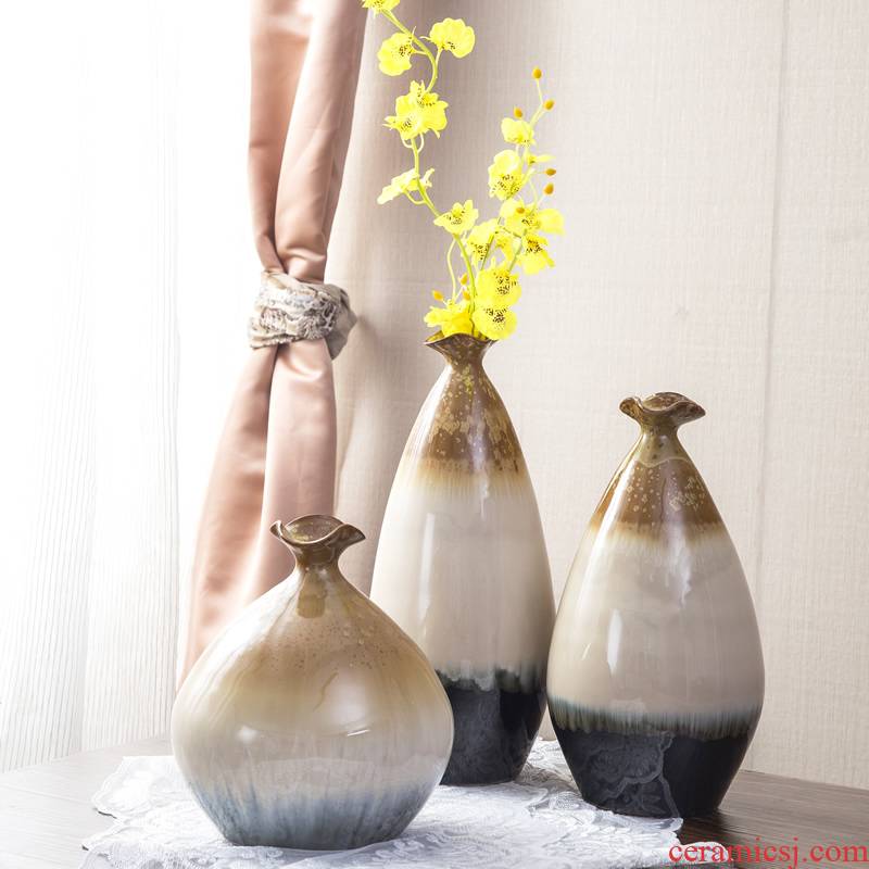 Jingdezhen ceramics up vase three - piece of new Chinese flower arranging home furnishing articles sitting room adornment handicraft