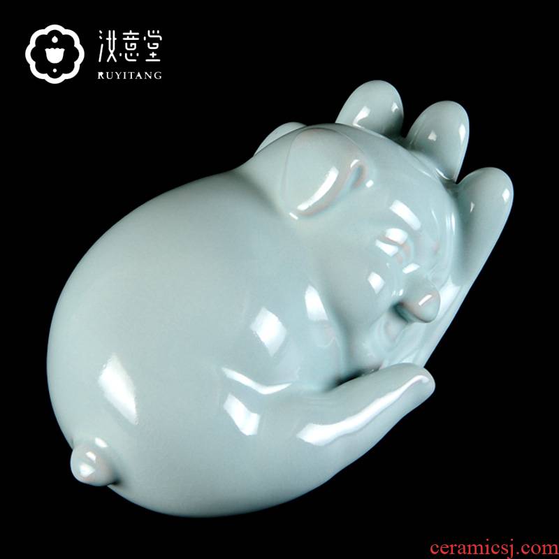 Creative your up ceramic pig furnishing articles your porcelain arts and crafts Chinese celadon home sitting room adornment ornament gift the study