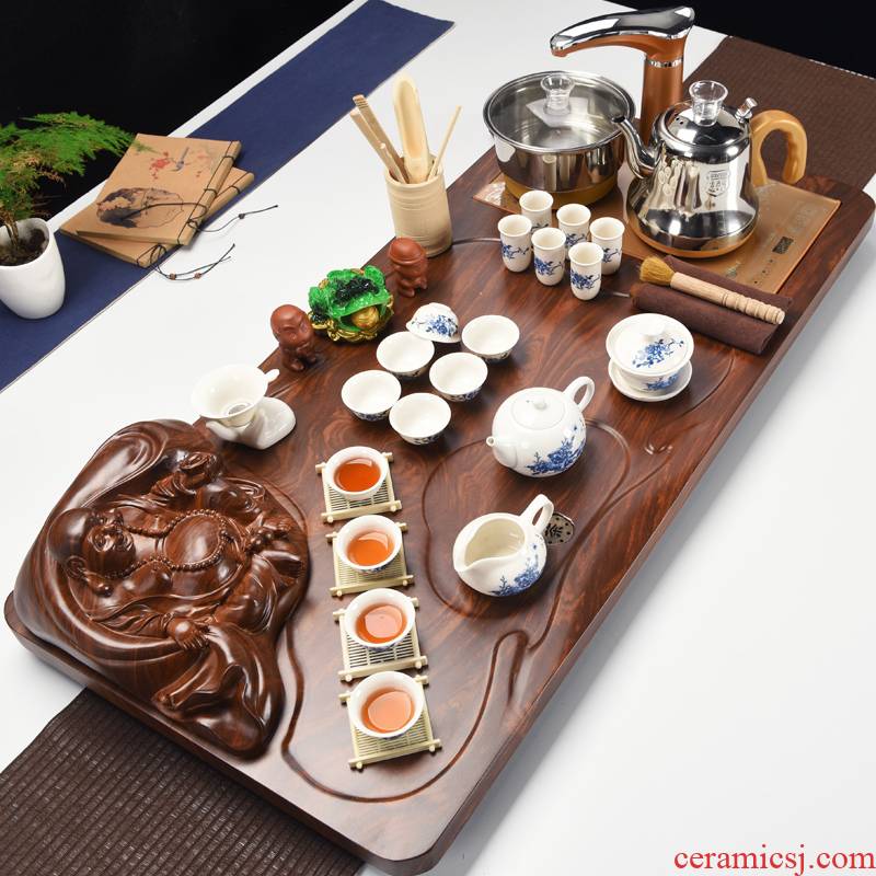 Repeatedly in a complete set of ceramic kung fu tea sets tea tray was ba automatic home tea tray tea flower ruyi Buddha