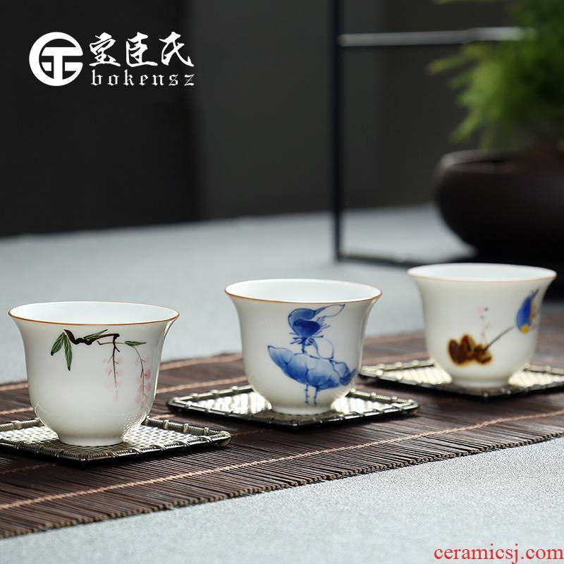 Treasure minister 's hand - made porcelain tea cups creative masters cup kung fu tea cups household contracted single CPU cups
