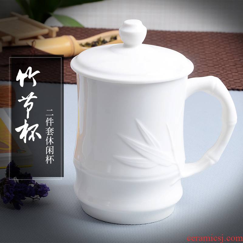 Xiang feng ceramic keller cups with cover household white porcelain cup tea cup large - capacity water glass office