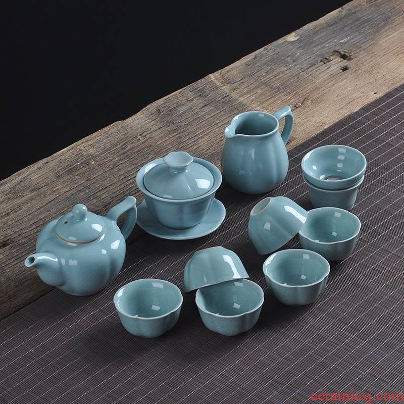 Hon art your up ceramic tea set a complete set of domestic cup teapot box open piece of kung fu tea set for