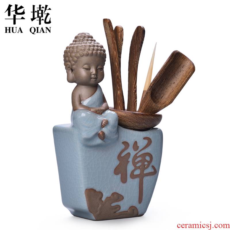 China Qian your up tea six gentleman wood, ceramic composite kung fu tea tea tray parts wings ChaGa key injection