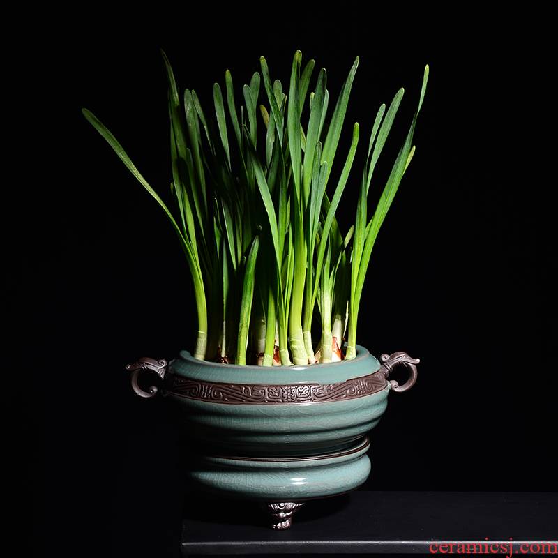 Retro refers to flower pot brother ceramic up creative interior furnishing articles without hydroponic pot hole, large copper grass with base