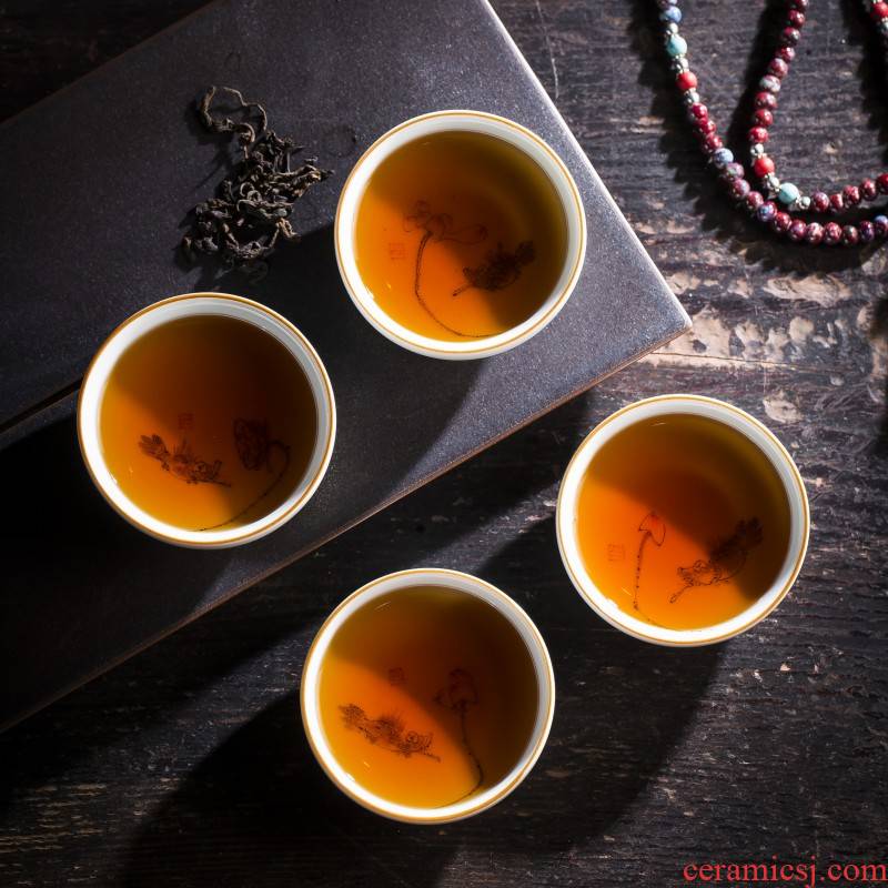 Jingdezhen ceramic sample tea cup tea hand - made harmony is the masters cup ji blue manual kung fu tea cups