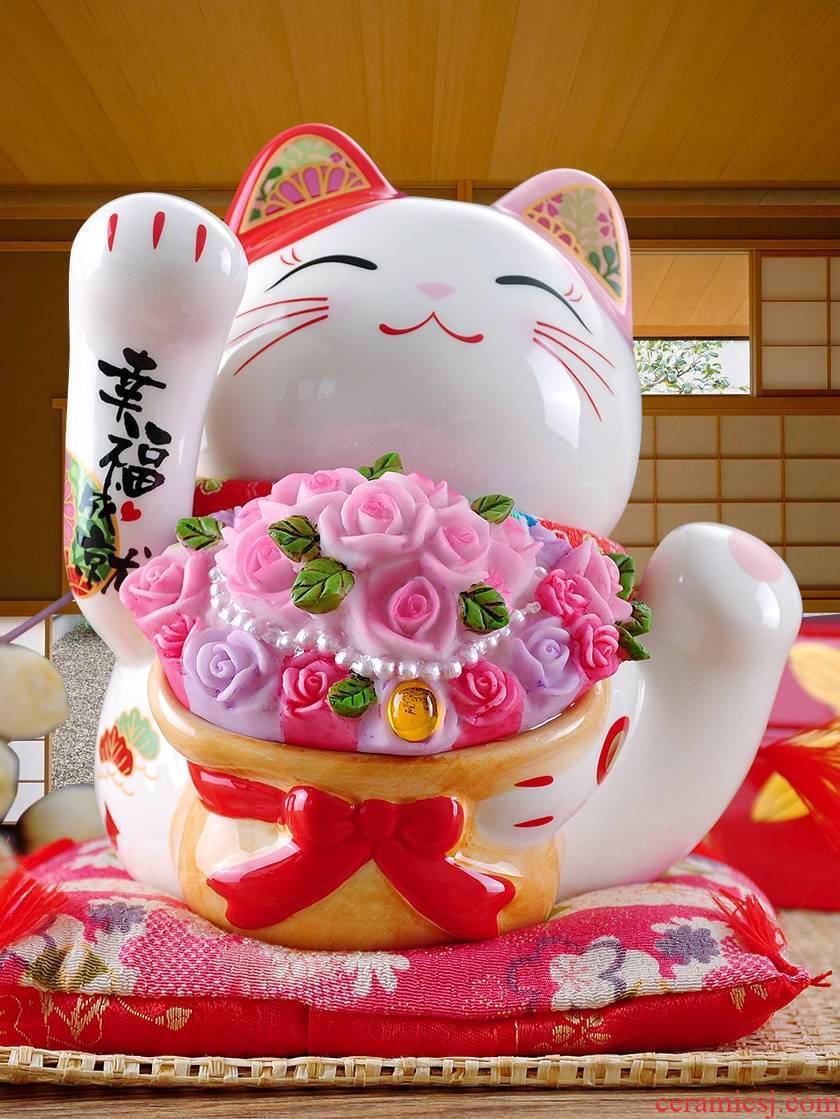 Stone workshop plutus cat ceramic piggy bank happiness achievement piggy bank new marriage room adornment is placed a wedding gift