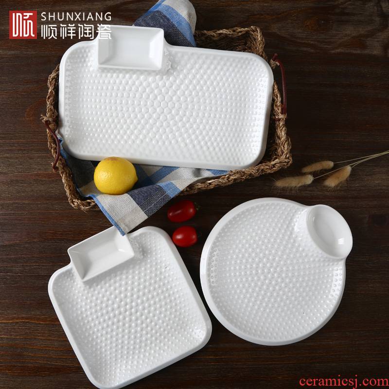 Shun cheung ceramic household dumpling dish tray table dish dish fish rectangle drop disc plate beefsteak plate originality