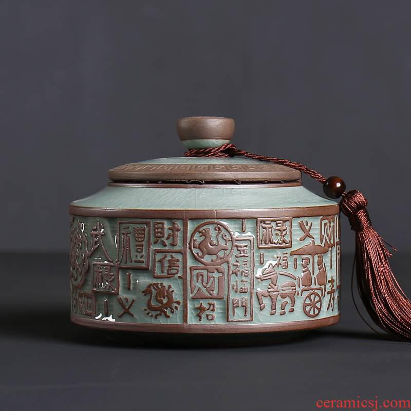 Elder brother up with ceramic large half jins to seal pot of tea caddy fixings box storage tank number/pu 'er tea POTS