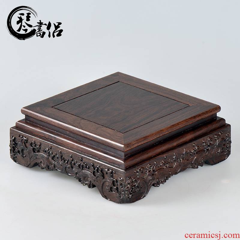 Redwood base solid wood rectangle jade stone furnishing articles planter base square for FoTai Buddha base