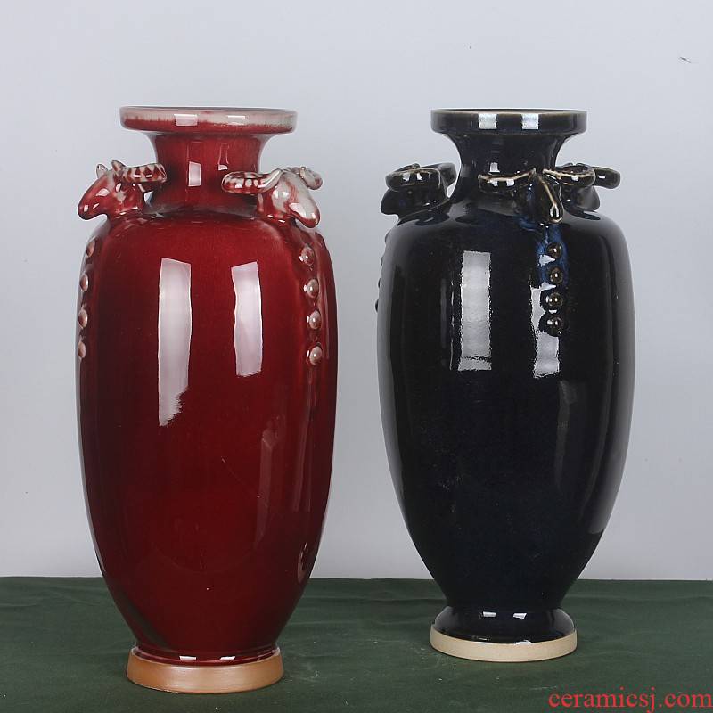 Archaize ceramic vase jun porcelain three Yang kaitai household adornment I sitting room adornment porcelain furnishing articles