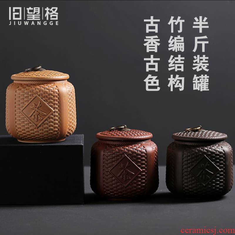 Old &, violet arenaceous caddy fixings half jins of ceramic storage POTS bamboo has retro bulk tea pot seal storage tanks