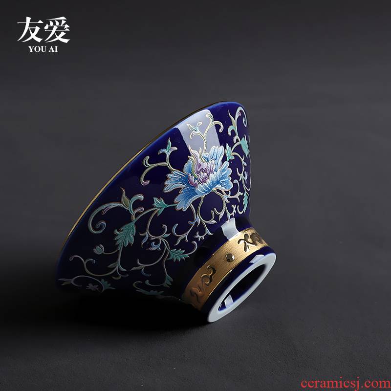 Love steak flower hat to the see colour sample tea cup cup powder enamel cup jingdezhen ancient masters cup tea cups