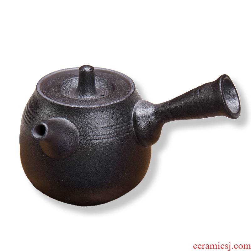 Xin arts edge creative household ceramic teapot Japanese kung fu tea tea is the pot of single pot large black pottery side