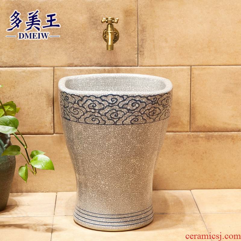 Ceramic art basin of mop mop pool balcony mop pool round expressions using one - piece mop pool 35 cm white crack qingyun