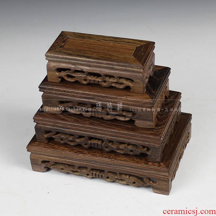 Carve patterns or designs on woodwork rectangle wenge jade stone Buddha base mahogany antique vase base