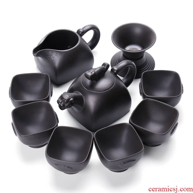 Chiang kai - shek violet arenaceous kung fu tea set a complete set of black mud tea tea set household fair teapot cup of tea