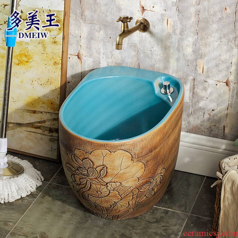Jingdezhen ceramic wash mop pool Chinese style mop pool terrace pool drag large mop mop pool toilet basin