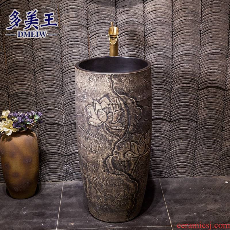 Vertical lavatory ceramic basin of archaize floor pillar integrated is suing balcony is suing garden pillar lavabo