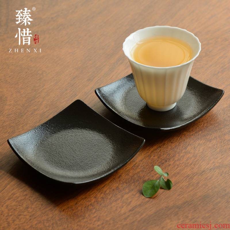 Become precious little ceramic kung fu tea cup mat of black mini cup mat mat mat the teapot tea spare parts