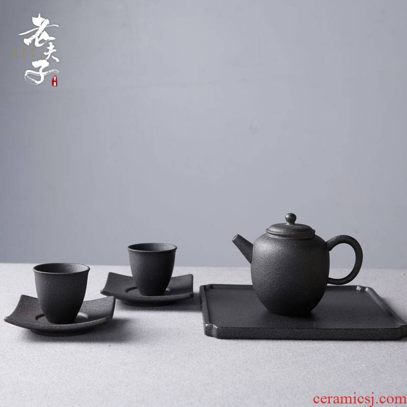 The professor coarse pottery ceramic contracted kung fu tea tea tea service of a complete set of home beauty tea pot cup tray
