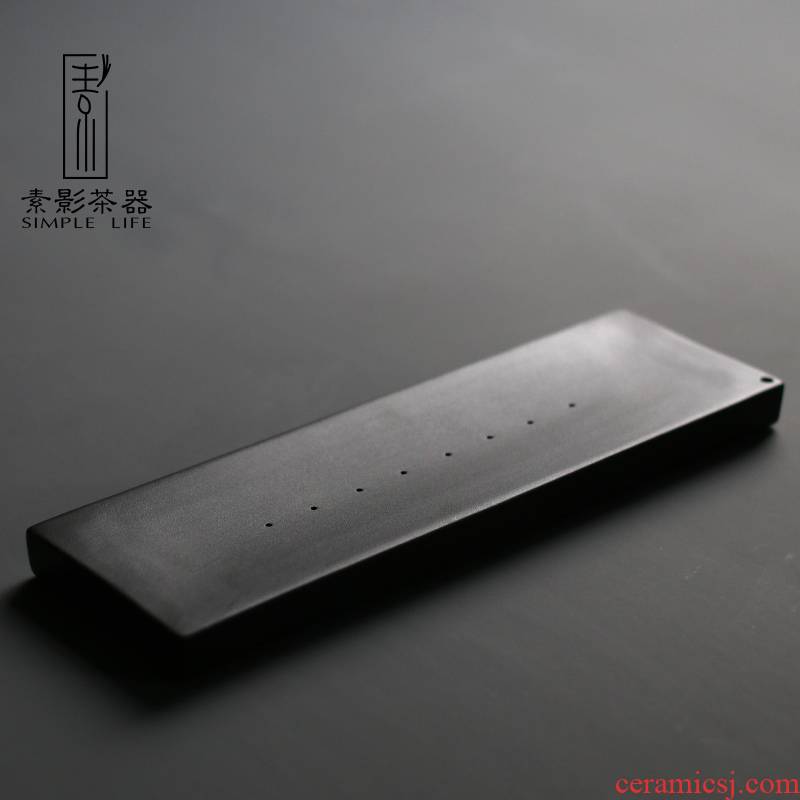 Element shadow small ceramic tea tray storage rectangle ChengChan black single dry wind mercifully kung fu tea tea pot