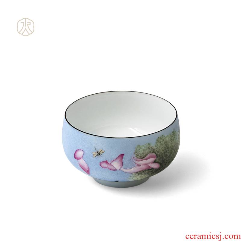 Cheng DE xuan jingdezhen ceramics gift 202 pure manual single cup mat glaze pastel blue lotus boat crossing the water