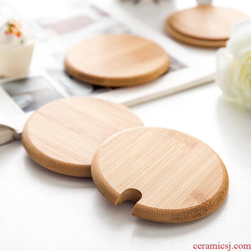 Creative mark lid cup dustproof bamboo lid ceramic lid contracted square round lid has hole to heat