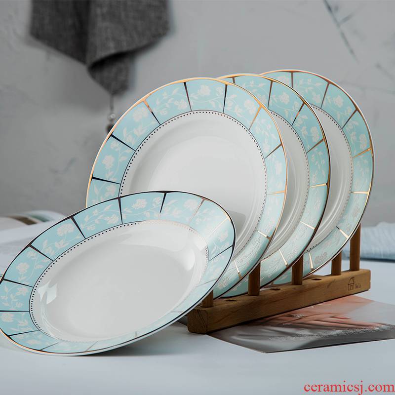 Household food dish soup plate FanPan jingdezhen ceramic deep shallow circular table steak dinner plate plate