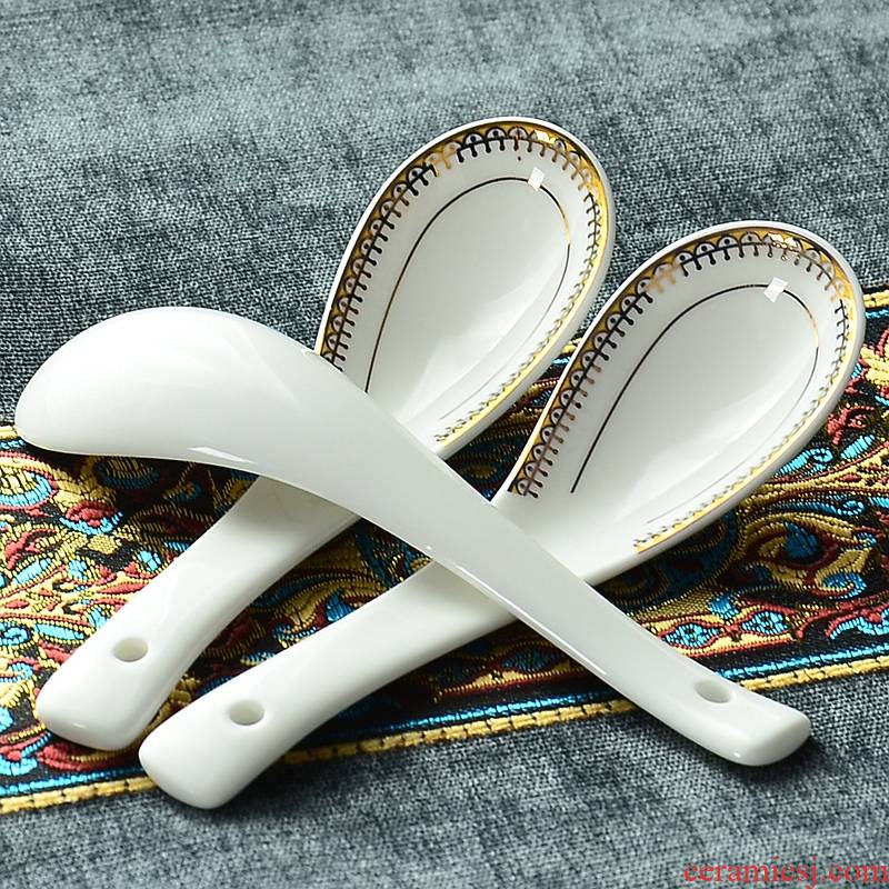 Sheng 's gold edge of tangshan ipads porcelain run small ceramic tableware run rice rice spoon ladle ceramics