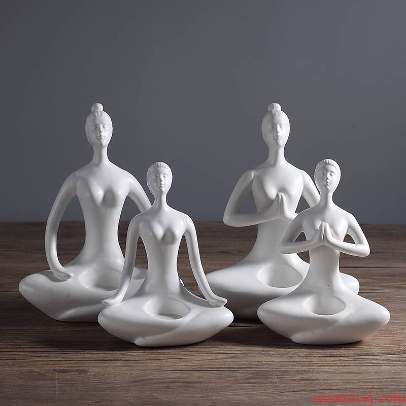 Jingdezhen ceramic creative yoga characters furnishing articles of modern home living room decoration opening gifts